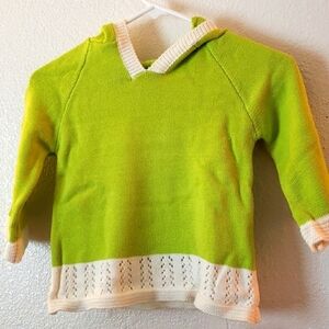 Pu Tian Lime Green/Cream Trimmed Hoodie Sweater Size 6